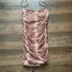 Elegant Brown Snake Print Mini Dress